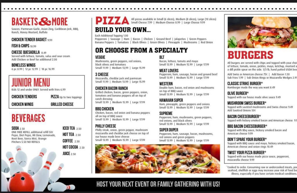 Menu Big Rapids Bowling Center
